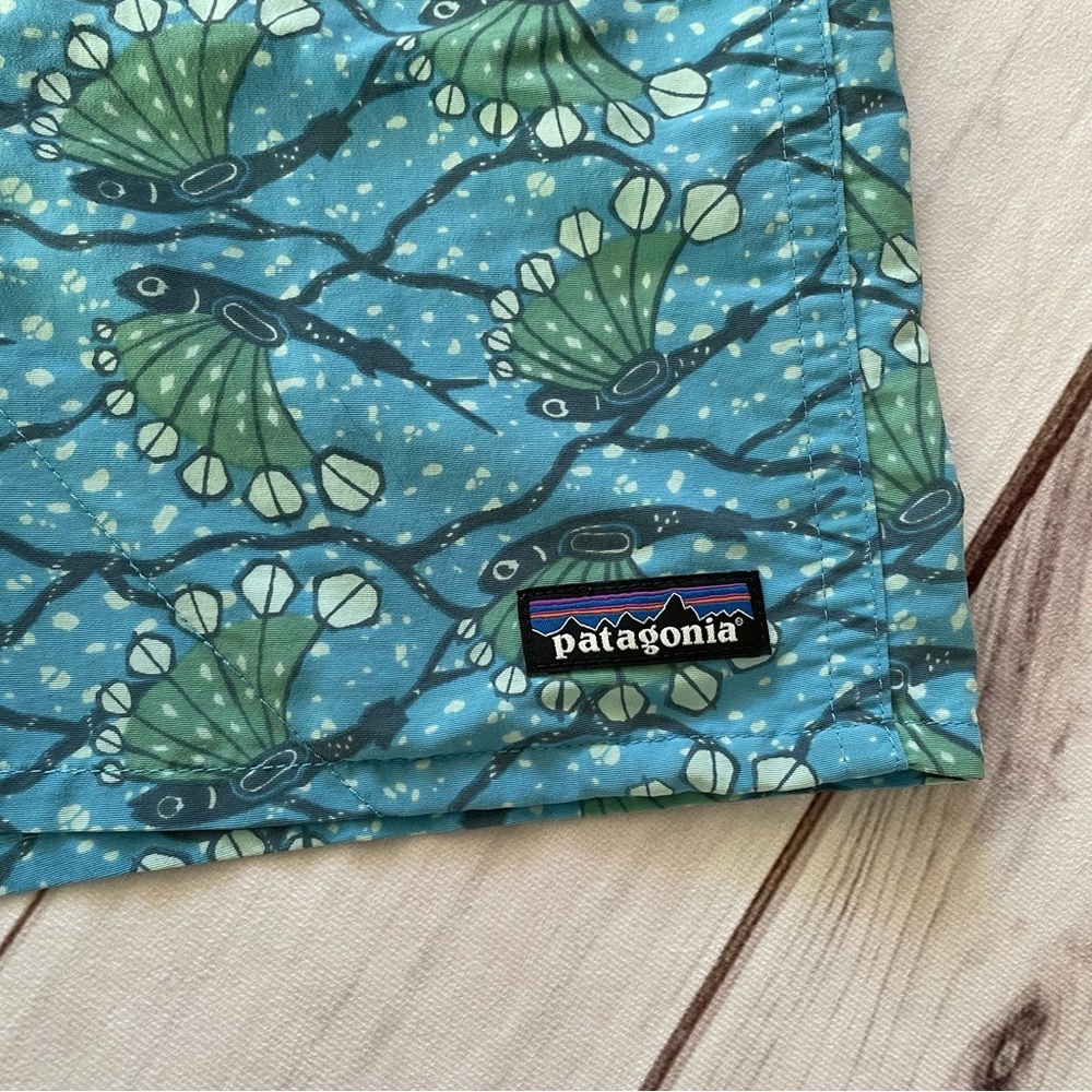 Patagonia Baggies Swim Shorts Mens S Blue 4.5” Long Hexy Fish Radar Active Lined - Picture 3 of 13
